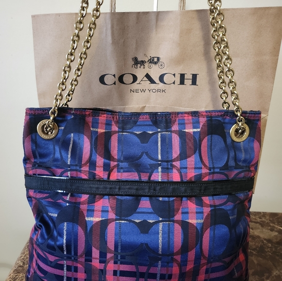 Coach Poppy Blue and Pink 2way Bag EUC - Picture 15 of 16